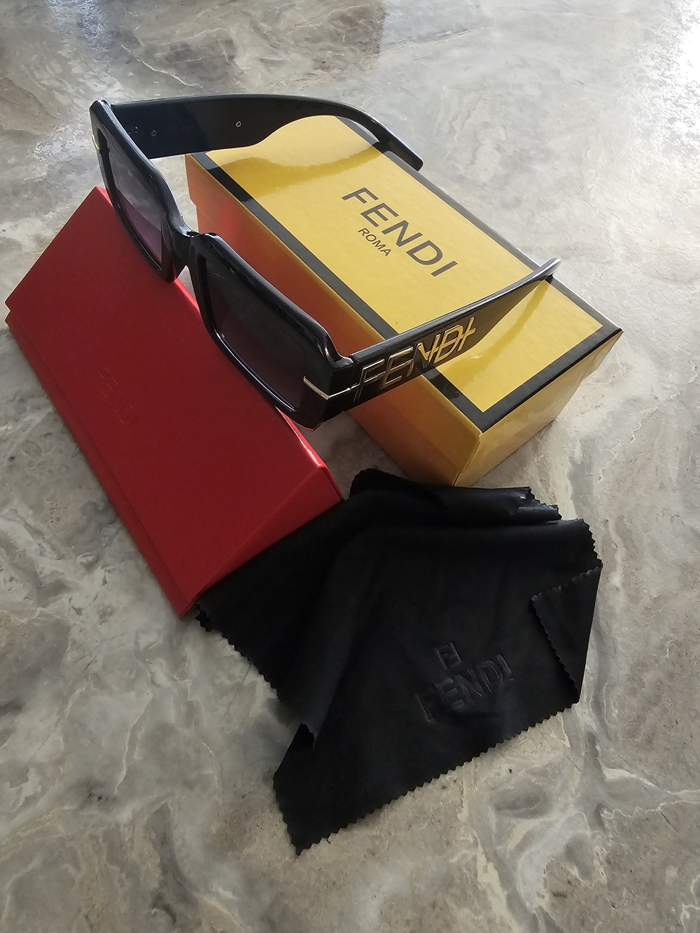 Fendi Black Logo Wide Frame Sunglasses